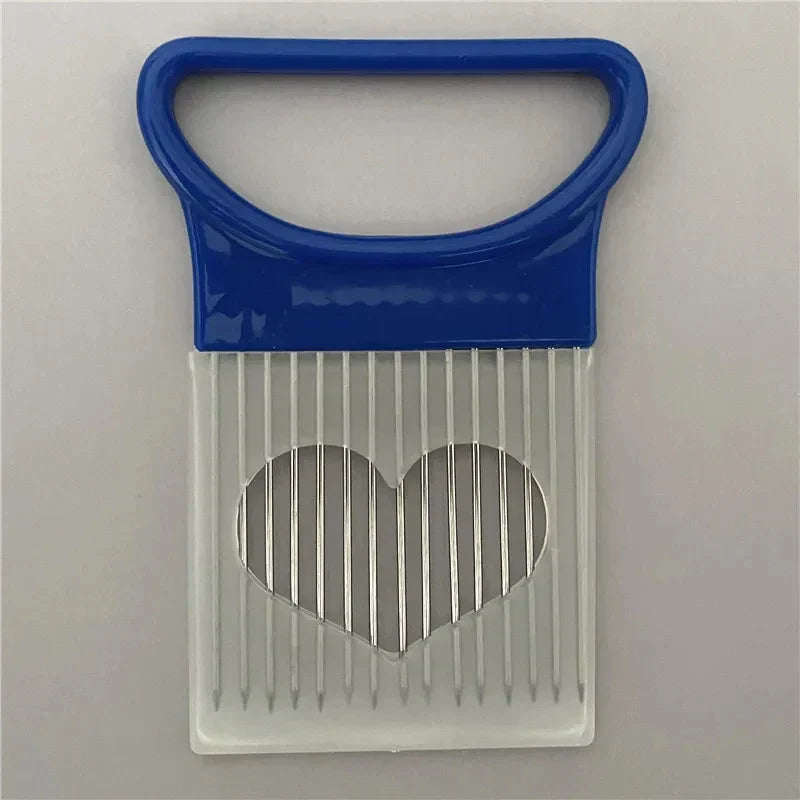 Stainless Steel Onion Cutter Holder Food Slicers Assistant Tomato Onion Slicer Holder Vegetables Cutting Fork Kitchen Gadgets